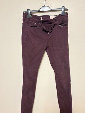 rag & bone The Skinny Jeans Distressed Wine Burgundy Size 29